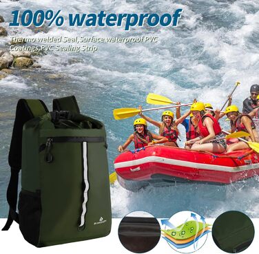 Sunnylon Сумка-рюкзак Dry Bag 20L, водонепроникна з відділенням для телефону, IPX8, для плавання, каякінгу, рафтингу, зеленого кольору
