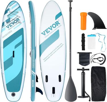 Надувна SUP-дошка VEVOR 323x84x15 см, комплект для веслування, синя, з аксесуарами (насос, весло, рюкзак, ремкомплект, водонепроникна сумка), для дорослих і підлітків, ПВХ