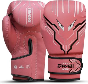 Дитячі боксерські рукавички Farabi Sports 6oz рожеві для хлопчиків і дівчаток, для боксу, MMA, муай-тай, тренувань та боксерського мішка, вік 5–10 років