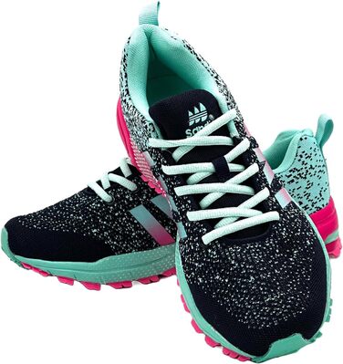 Кросівки для бігу чоловічі та жіночі, спортивні, повсякденні, для активного відпочинку, включаючи великі розміри (39 EU, темно-синій, зелений, фуксія)