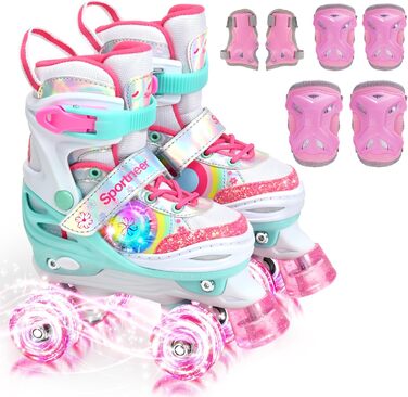 Роликові ковзани Sportneer для дітей з підсвіткою та захистом, розміри 23-26 (XS)