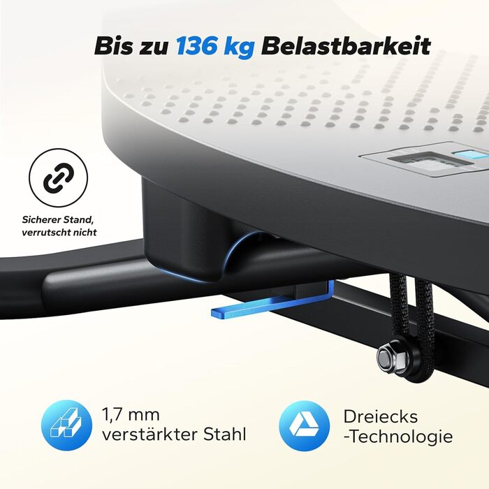 Балансборд MERACH для дорослих з дисплеєм, тренажер рівноваги з 2 еластичними стрічками, до 136 кг, для реабілітації та координації, домашній спортзал, для початківців (Чорний)