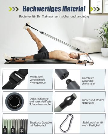 Набір еластичних стрічок для фітнесу AlongsSong (6 шт.) з пілатес-палицею, ручками та фіксаторами для дверей. Опір 20-180/240 lbs. Ідеально для силових тренувань вдома.