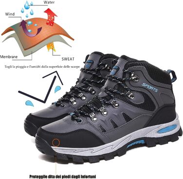Черевики для трекінгу чоловічі та жіночі, легкі туристичні черевики, спортивне взуття для кемпінгу, сірі (41 EU)