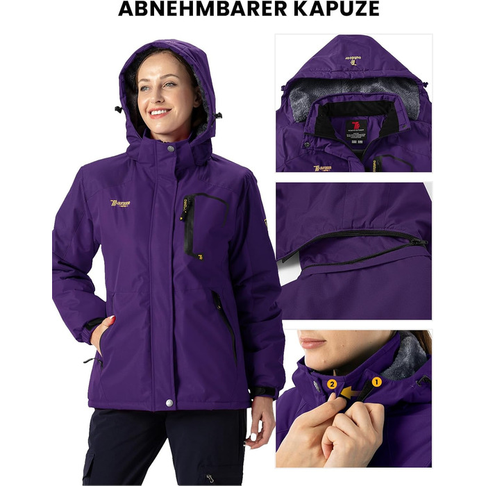 Жіноча куртка: флісова, зимова, водонепроникна, дихаюча, тепла, вітрозахисна, софтшел з капюшоном (XXL, фіолетовий)