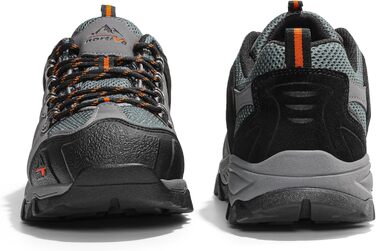 Чоловічі водонепроникні трекінгові черевики NORTIV - низькі, легкі, для хайкінгу, кемпінгу та трекінгу (41.5 EU, широкі, чорний, темно-сірий, помаранчевий матовий)