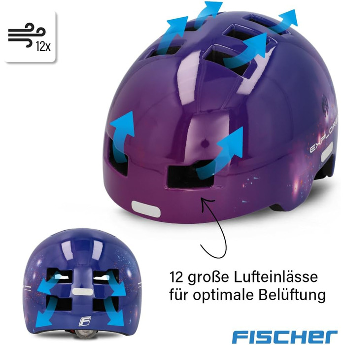 Дитячий велосипедний шолом FISCHER BMX з LED-підсвіткою, шолом для велоспорту, захисний шолом для дітей, Dirt Bike, інтегроване заднє світло