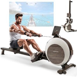 MOBI FITNESS: Горизонтальний тренажер для дому з магнітним опором, 40 рівнів, максимальне навантаження 160 кг, LED-дисплей (сумісний з Apple Watch)