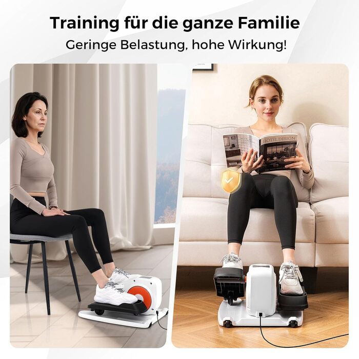 Міні еліптичний тренажер COSTWAY під стіл, електричний крос-тренажер з LED-дисплеєм та пультом дистанційного керування, кардіо-тренажер степер для дому, портативний педальний тренажер для дорослих та літніх людей (білий)