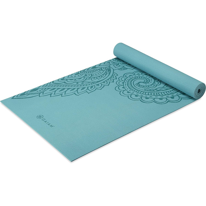Йога мат Gaiam Premium 5 мм – нековзна тренувальна та фітнес-мат для йоги, пілатесу та тренувань на підлозі (172,7 x 61 x 5 мм, Paisley Frost)