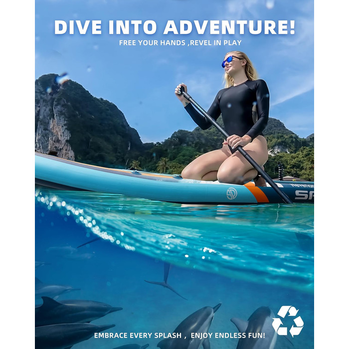 Надувне SUP-борд для дорослих, 204 кг, з сумкою та веслом, блакитний