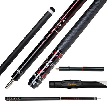 Професійний більярдний кий Moyerely з карбону, 11.8/12.5 мм, низька відхилення, з чохлом MF1-PU Wrap + подовжувач 11.8 мм