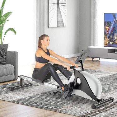 Merax Водний весловий тренажер з ясеня з LD-монітором і Bluetooth, для дому, до 150 кг