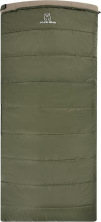 Сплячий мішок PO PO BEAR Zero Degree для дорослих, 100% бавовняний фланель, великий, 84' x 40', ліва блискавка (84' x 40' права блискавка, зелений)