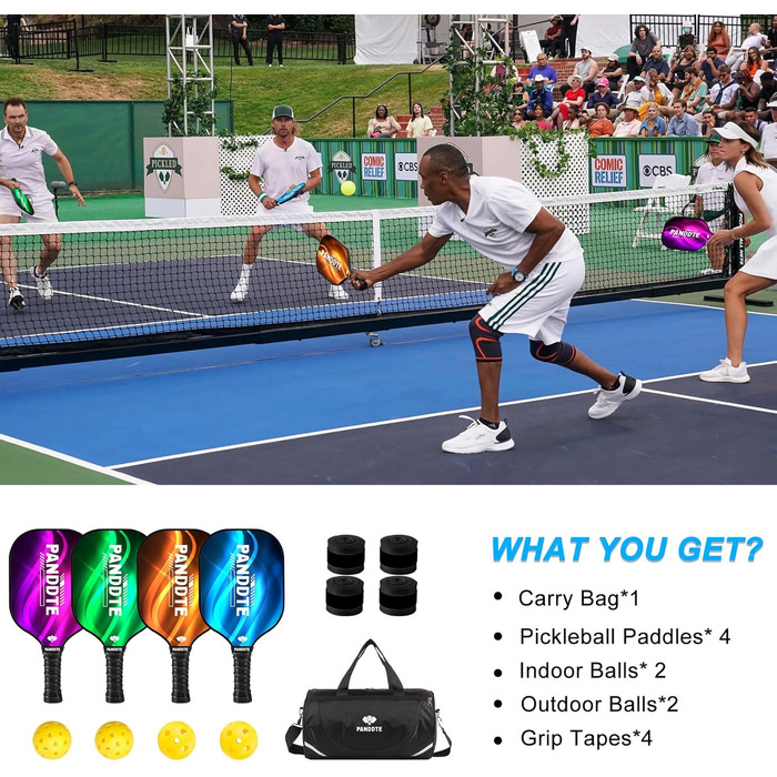 Набір ракет для піклболу з графітовим покриттям, 4 запасні ручки та сумка. Підходить для початківців та професіоналів.