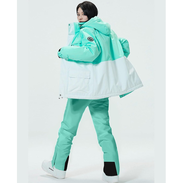 WOWULOVELY Жіночий зимовий костюм для катання на лижах, водонепроникний, вітронепроникний, комплект куртки та штанів, ізольований сніговий костюм, для сноубордингу, білий (XL, White-f)