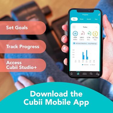 Cubii GO: еліптичний тренажер під стіл, велотренажер для дому, з LCD-дисплеєм та регулюванням навантаження, інтегровані колеса, модель Aqua