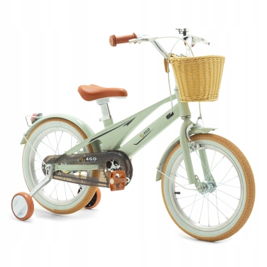 Дитячий велосипед 16 дюймів з бічними колесами та кошиком, м'ятний
