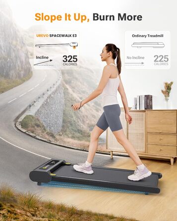 Бігова доріжка UREVO з нахилом, Walking Pad 1-6 км/год, для дому та офісу, з пультом ДУ та LED-дисплеєм, велика бігова зона