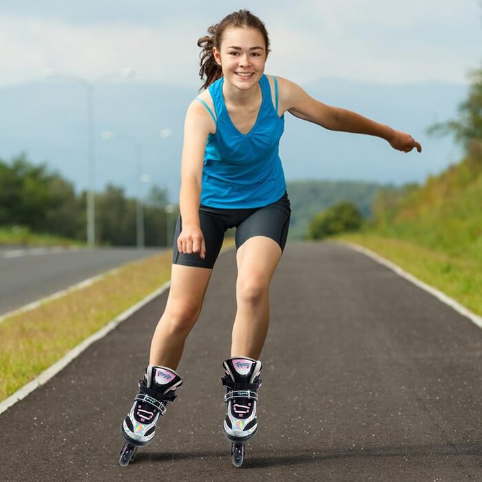 Роликові ковзани для дітей, регульовані, чорно-рожеві, 36-39 EU/240-270 mm