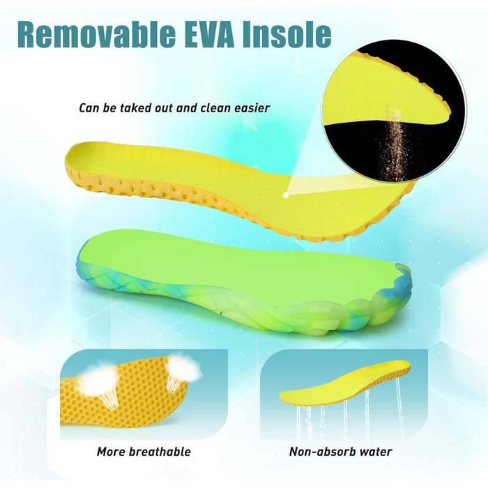 Водні черевики Mabove для жінок та чоловіків: купальні, пляжні, для плавання, серфінгу, аквашузи, 39 EU, блакитно-зелені