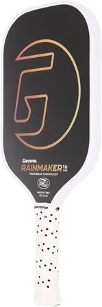 Gamma Rainmaker: Легка ракетка для піклболу з великою зоною удару, карбоновим покриттям з мікроперлин для обертання та контролю, регульованою вагою, 16 мм, 6 кольорів (чорний)