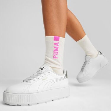 Жіночі кросівки Puma Karmen L біло-сріблясті з золотистими деталями, розмір 38.5 EU