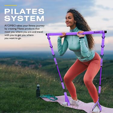 Набір для пілатесу з еластичними стрічками та регульованою штангою, мультифункціональне обладнання для фітнесу вдома, аксесуари для пілатесу