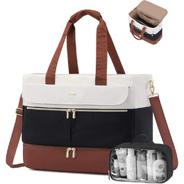 Сумка-мішок LOVEVOOK Weekender 45L для подорожей, спорт, клініки, пологового будинку. З відділенням для взуття та мокрих речей. Чорний+бежевий+коричневий.