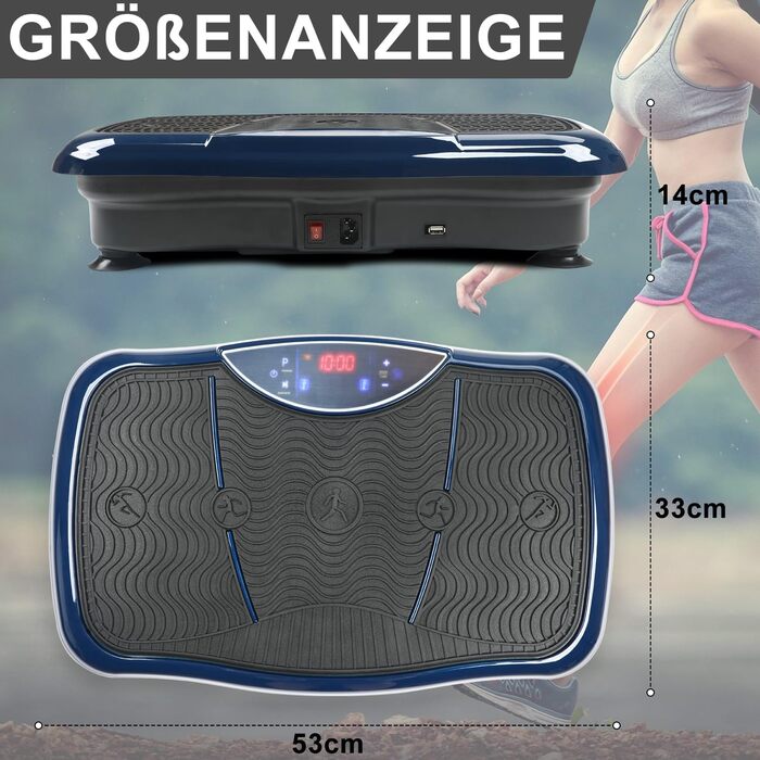 Віброплатформа для тренувань всього тіла Triclicks - 5 програм, з пультом, стрічки, для дому, схуднення, блакитна