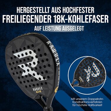 Ракета для падел Raquex Elite 18K Carbon – Професійна, Діамантова форма, Eva 15 Foam