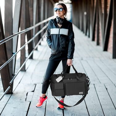 Складана дорожня сумка Flintronic 36L, велика водонепроникна сумка для подорожей, вікенду та спорту для чоловіків і жінок, сіра (з багажним біркою)