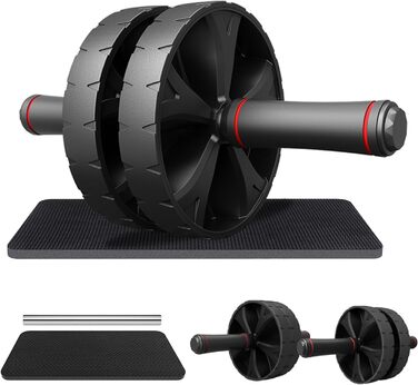 Ролер для пресу YIFMOO з килимком для колін, комплект ролера для пресу YIFMOO, тренажер для пресу для початківців та професіоналів, неслизький тренажер для пресу для дому, фітнес-обладнання (двоколісний)