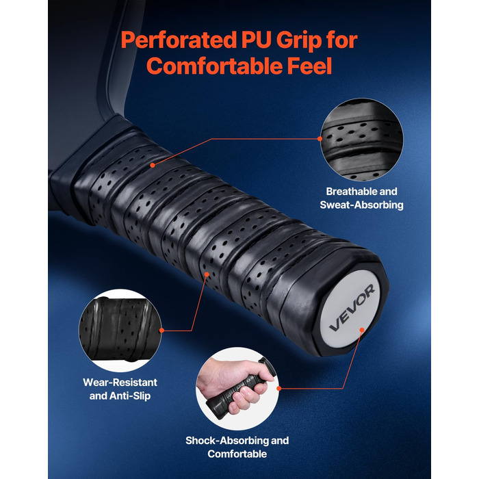 Pickleball-ракетка VEVOR з вуглецевим покриттям T700 та ячеистим ядром, професійна, для дорослих, синього кольору