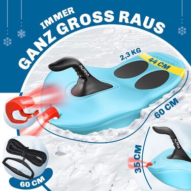 Кесер® Бобслей Alpina з LED-підсвічуванням, мотузкою, для дітей та дорослих, пластиковий санний, зимовий спорт