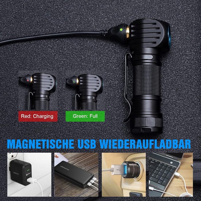 Ліхтар на голову LED TrustFire MC18 - 1200 Люмен, водонепроникний, 5 режимів, для бігу, з налобним ремінком, синій/чорний