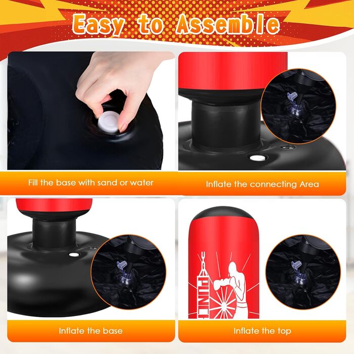 Груша боксерська дитяча Ninonly 160 см з рукавичками та насосом. Стійка груша для боксу в приміщенні, на вулиці, в спортзал для хлопчиків та дівчаток. Червоний колір.