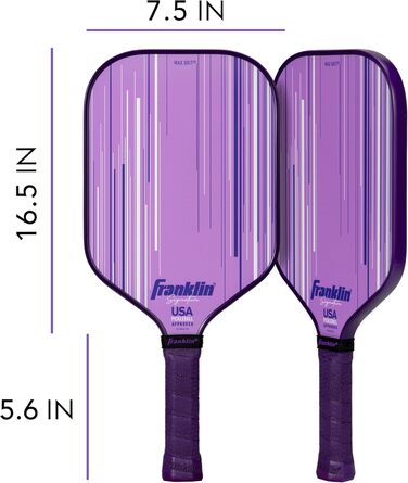 Професійна ракетка для піклболу Franklin Sports Signature Series з покриттям MaxGrit, поліпропіленовий сердечник 13/16 мм, для турнірів, сертифікована USAPA