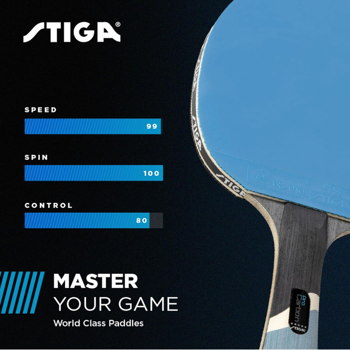 Настільний тенісний ракетка STIGA Pro Carbon з карбоновою технологією для турнірів, червона та синя