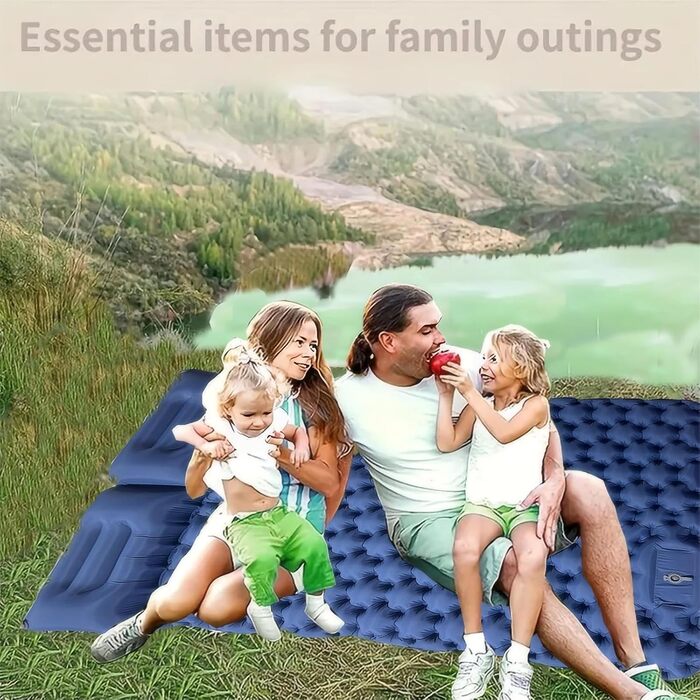 Саморозкладаюча туристична матрац-спальник для кемпінгу та відпочинку на пляжі, з педальною помпою та інтегрованим подушкам, 196x125 см, 2-місна