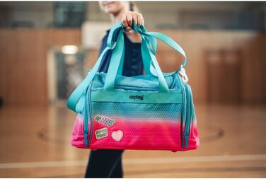 Спортивна сумка Kinder з відділенням для взуття, 2 бічними кишенями, регульованим плечовим ременем, 100% поліестер, 45×28×22 см, рожева