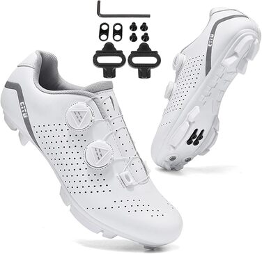 Чоловічі та жіночі велотуфлі для гірського велосипеда, дихаючі, сумісні з педалями Shimano SPD 2-болти, MTB, Outdoor, 41 EU, Білий