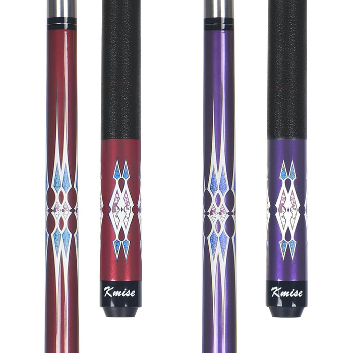Набір київ для більярду Kmise Pool-Stick-Set (3 шт.) з канадського клена, професійний, для дорослих, 127-147 см, різні кольори (зелений, червоний, чорний)