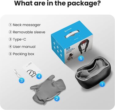 Бездротовий масажер Comfier 4D Шиацу для шиї та плечей з підігрівом і вібрацією, електрична подушка для масажу спини, для дому та авто, подарунок
