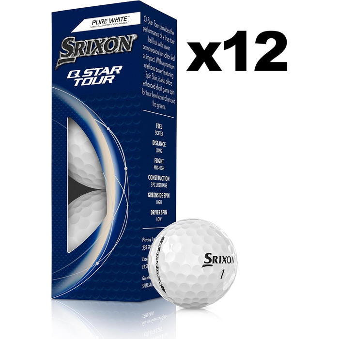 Гольф-м'ячі Srixon Q-Star Tour 5 2024, м'які, спін, 12 шт, унісекс