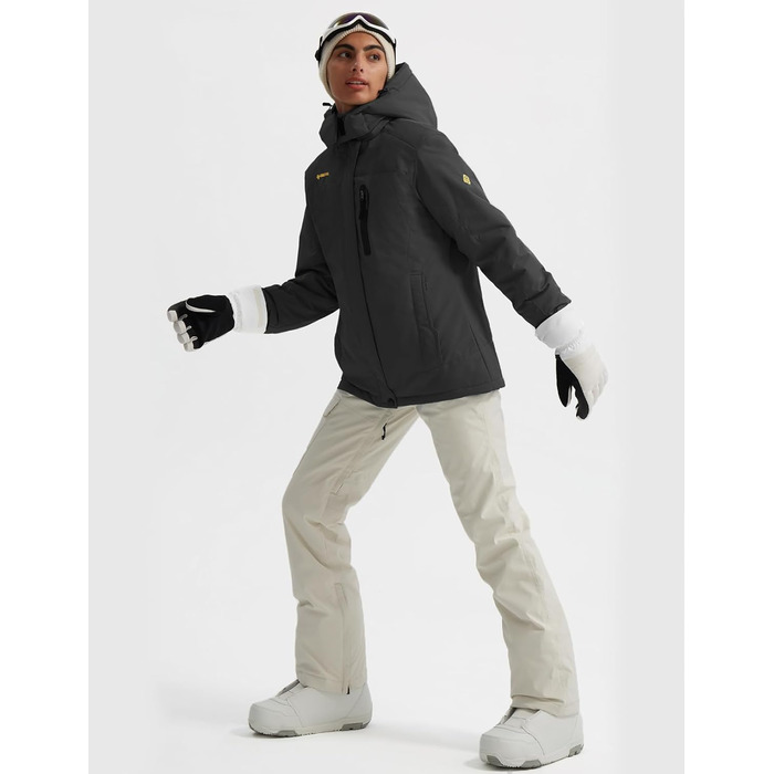 Жіноча лижна куртка GEMYSE: водонепроникна, вітронепроникна, з флісовою підкладкою, для активного відпочинку на снігу (M, сірий)