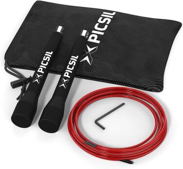 Скакалка PICSIL PROFI - регульований, зі сталевим тросом, ергономічні ручки, для крос-тренінгу, фітнесу та Double Unders