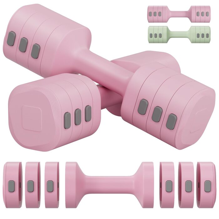 Набір змінених гантелей для жінок, 1-5 кг, 2 шт. (короткі гантелі) 4-в-1 для дому та фітнесу, тренування вдома