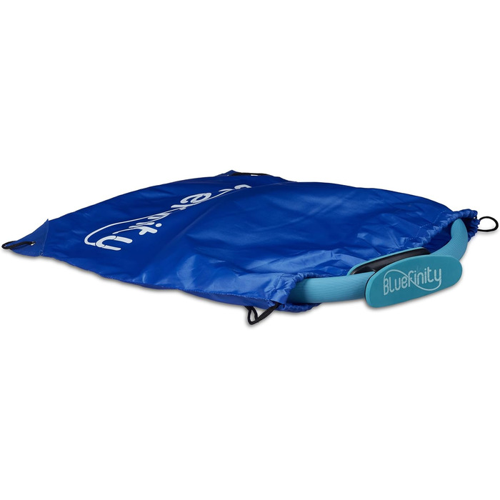 Кільце для пілатесу Relaxdays Bluefinity з подвійними ручками, з м'якою обшивкою, діаметр 39 см, скловолокно, з еластичними стрічками, турквенового кольору