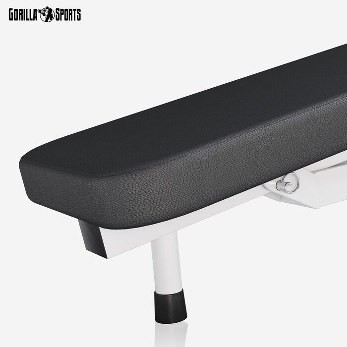 GORILLA SPORTS® Лава для жиму з підставкою, регульована висота і кут нахилу, складана, до 200 кг, чорна або біла, багатофункціональна тренувальна лава
